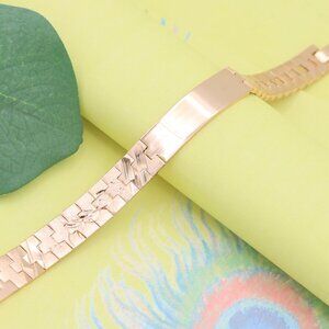 "Sleek Rose Gold Plated Bracelet in Polished Bold Panel Design, XPBL1133